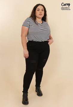 Picture of PLUS SIZE RIPPED PULL UP STRETCH JEANS ULTRA COMFORT